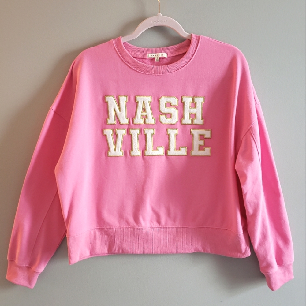 Baevely Nashville Patch Sweatshirt in Pink, Size Small